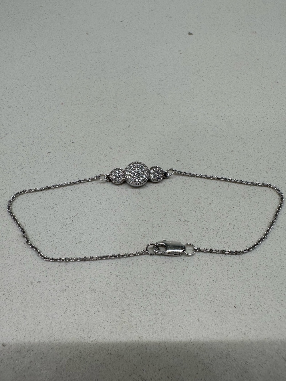 Sterling Silver Pave Circle Bracelet - White